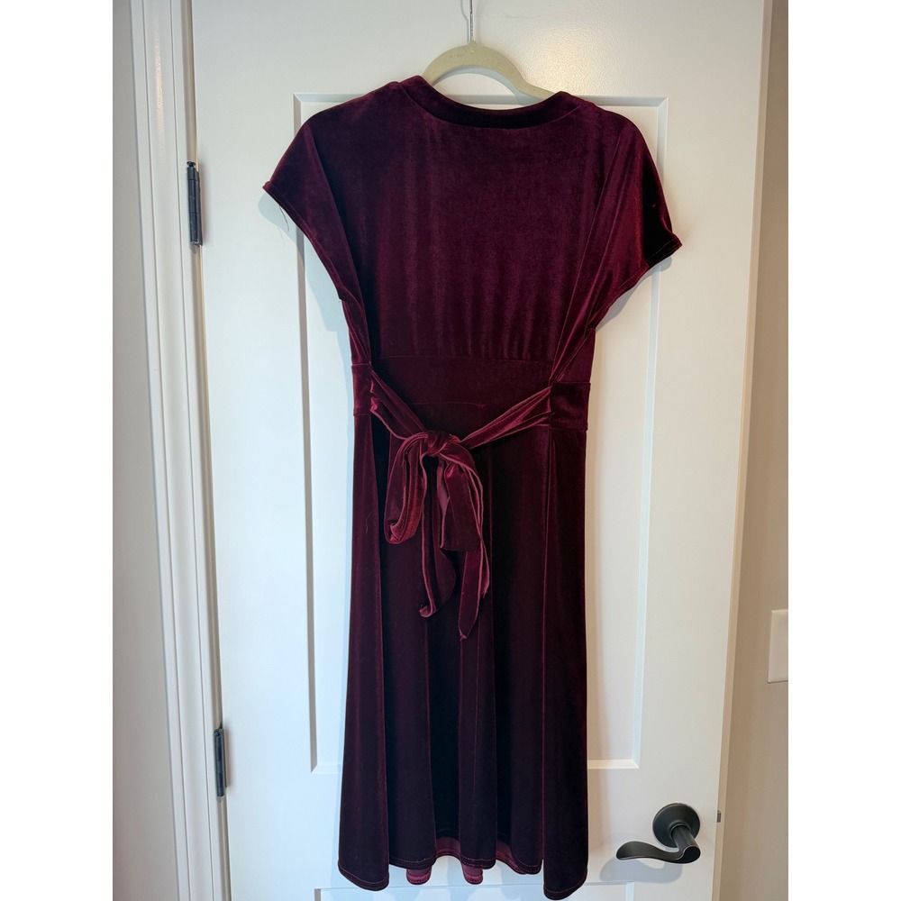 Vintage 90s Burgundy Velvet Dress Jessica Howard Dark Academia Romantic - Picture 3 of 3
